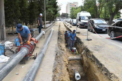 Bakının bu hissəsində su xətti yenilənir