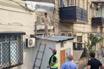 Nəsimi: Mirzəağa Əliyev küçəsində binalar təmir olunur