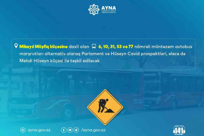Bakıda 4 avtobusun hərəkət sxemi dəyişdirilib