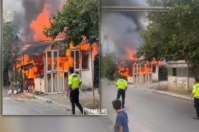 Xətai rayonunda obyekt yanır - VİDEO