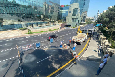 Parlament prospektində təmir işləri yekunlaşıb