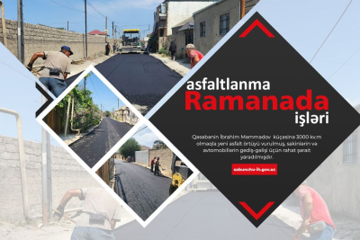 Ramana qəsəbəsində asfaltlanma işləri aparılıb