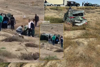 Bakıda ağır qəza: avtomobil dərəyə yuvarlandı