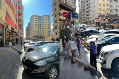 Xırdalanda sürücülər səkini zəbt ediblər