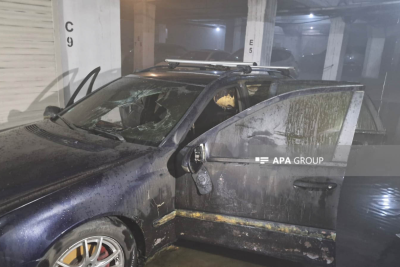 Bakıda avtomobil yanıb