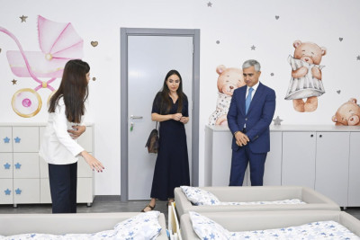 Leyla Əliyeva “Kəpənək” uşaq bağçasının açılışında olub
