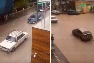 Maştağada yağan yağışın fəsadları - VİDEO