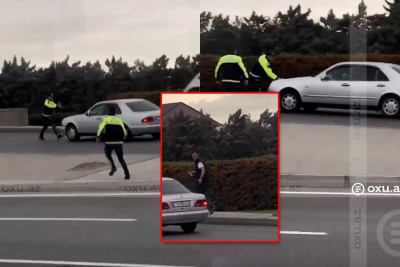 Narkotikin təsiri altında olan sürücü özünə xəsarət yetirməyə çalışdı - VİDEO