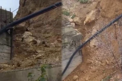 Bakıda torpaq sürüşməsi: Yaşayış binası təhlükədə - VİDEO