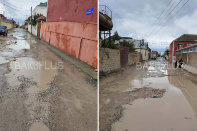 Şəhid adına olan küçədə palçıq dizə çıxır - FOTO