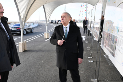 Prezident Böyükşor-Pirşağı yeni avtomobil yolunun açılışında iştirak edib - YENİLƏNİB - FOTO