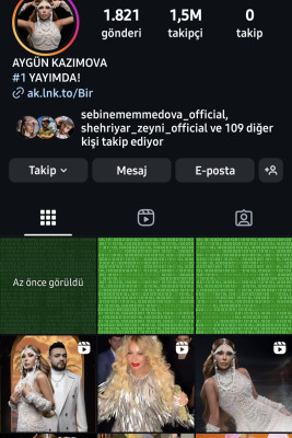 Aygün Kazımovanın instaqram hesabı yenidən oğurlandı