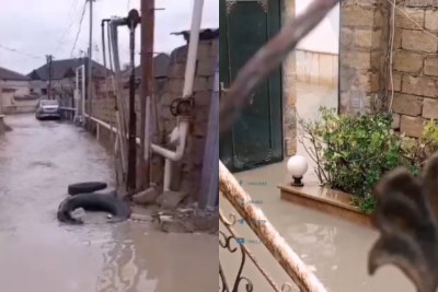 Sulutəpə qəsəbəsində həyətləri su basdı, küçələr KEÇİLMƏZ OLDU - VİDEO