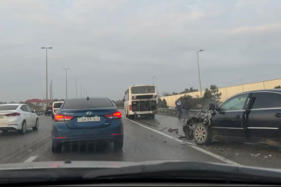 Aeroport yolunda ağır qəza - VİDEO 
