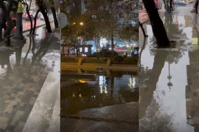 Xocalı prospektini su basdı – “İcra hara baxır?” + VİDEO