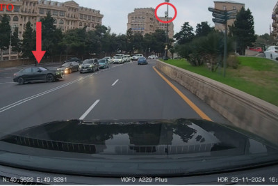 AA seriyalı “BMW”nin sürücüsü kameranın altında qaydanı pozdu - VİDEO 