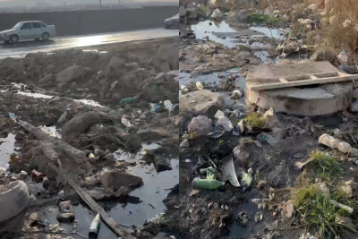 Binəqədi-Balaxanı yolunda kanalizasiya problemi: Sakinlər narazıdır - VİDEO 