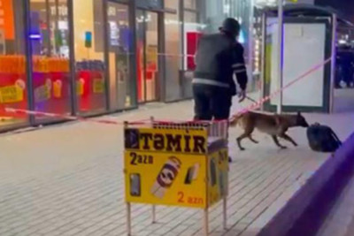 Bakıda metro yaxınlığında şübhəli çanta aşkarlandı - VİDEO