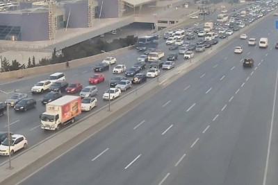 Hazırda Bakıda tıxac olan yollar - SİYAHI