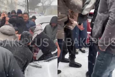 Bakıda gənc qız lükə düşüb - VİDEO