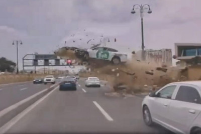 "Uçan taksi"nin sürücüsü ilk dəfə DANIŞDI: "Bərk qaza basdım" + VİDEO