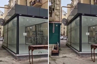 AAAF Parkda yolu bağlayıb, mağaza tikdilər - VİDEO