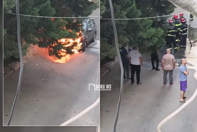 Bakıda parklanmış maşın qəfil YANDI - VİDEO