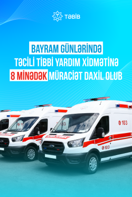 Bakıda təcili tibbi yardım xidmətinə 8 minədək müraciət 