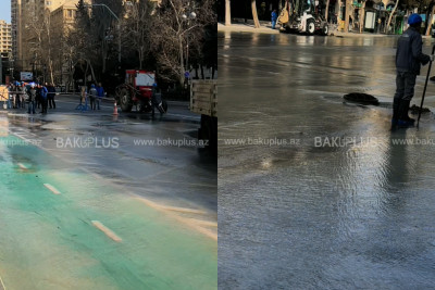Bakıda yeraltı keçid də suya qərq oldu, avtobusların istiqaməti dəyişdi