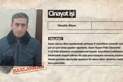 Binədə 9 mənzildən oğurluq edən şəxs həbs edildi