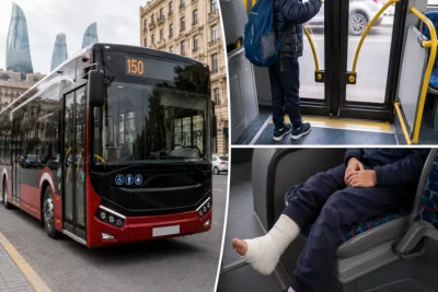 Bakıda azyaşlının ayağı avtobusun qapısının arasında qaldı